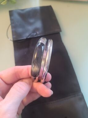 Calvin Klein Two-Tone Silver and Gunmetal Cuff Bracelet Set